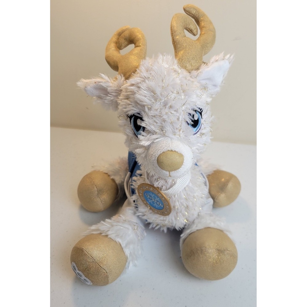 Build-A-Bear Glisten Christmas Plush Reindeer Merry Mission Holiday White Gold